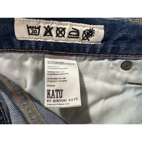 Kato Hiroshi the Pen slim selvedge jeans Size 34 Rain Wash Made in USA - Picture 3 of 6